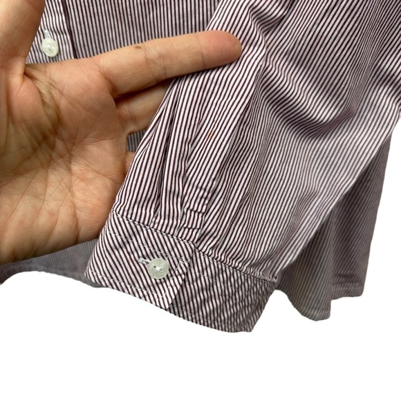 Talbots Red and White Pinstripe Ruffle Long Sleeve Blouse, XL - Picture 8 of 8